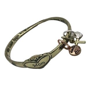 Mom Mobius Twist Bangle Bracelet Charms Inspirational Message Mother Drive Safe